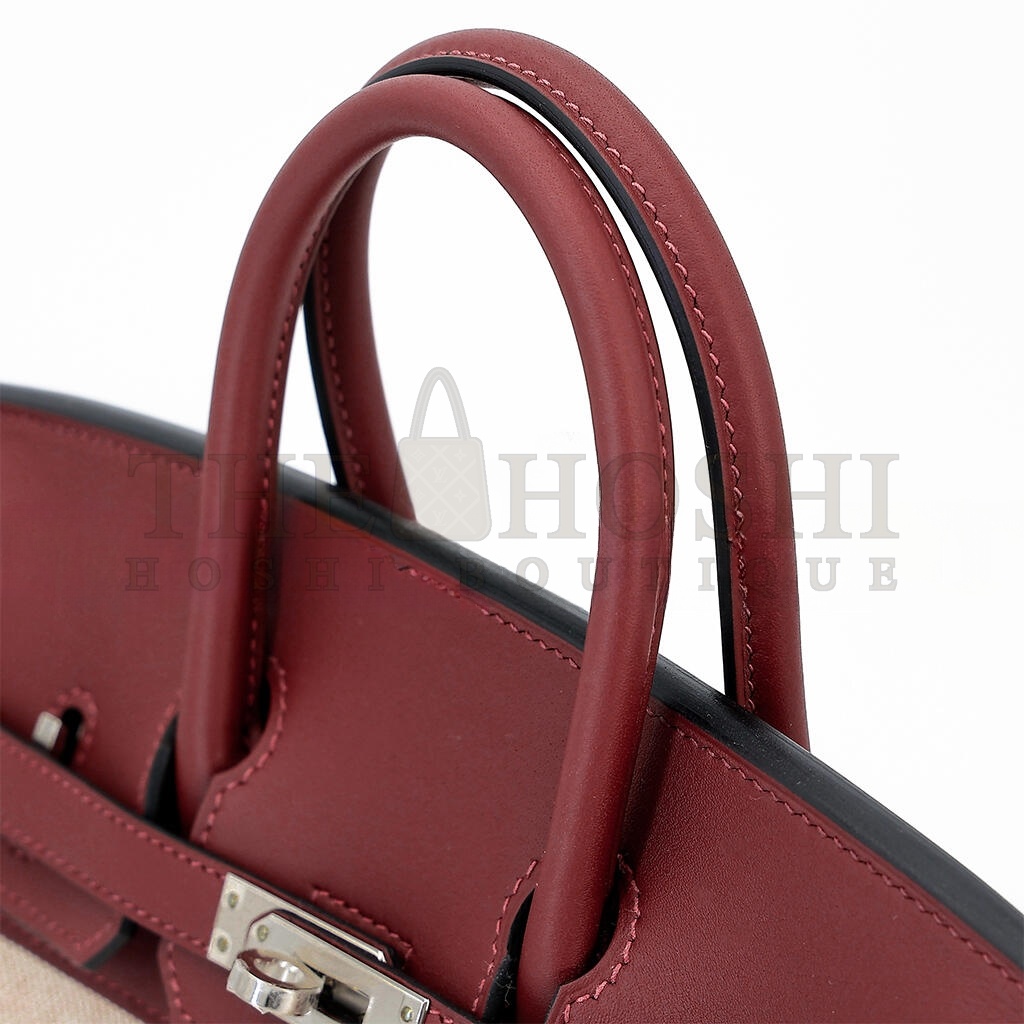 H**me5 BIRKIN 25 LEATHER CANVAS SILVER BUCKLE BAG 6192171144 (25*20*13cm) Master Quality
